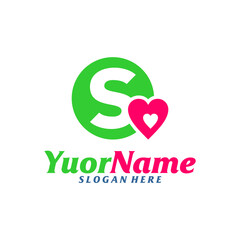 Initial S with Love Logo Design Template. Letter S logo concept vector. Creative Icon Symbol