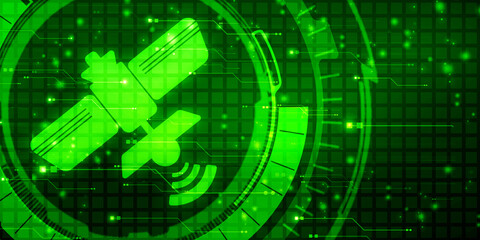 2d illustration Space satellite orbit with satellite

