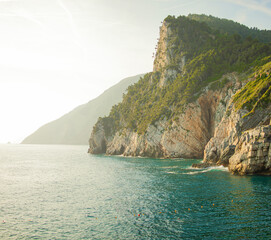 Cliff overlooking the sea of Portovenere, Liguria, Tyrrhenian Sea.
