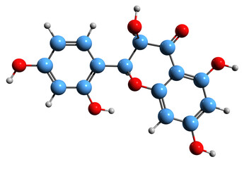  3D image of Dihydromorin skeletal formula - molecular chemical structure of  flavanonol isolated on white background
