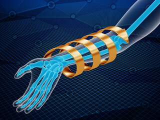 Treatment of human hand. 3D illustration.