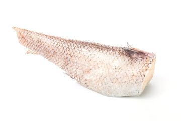 Freshly frozen grenadier fish. Frozen red fish Frost on the surface of the fish. Ice.