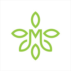 Vector Creative Abstract Outline Leaf Initial Letter M Logo Design Symbol Icon Template Illustrations