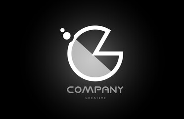 G black and white alphabet letter logo icon with dots. Creative template for company and business