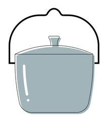 Flat colored icon of the cauldron with handle
