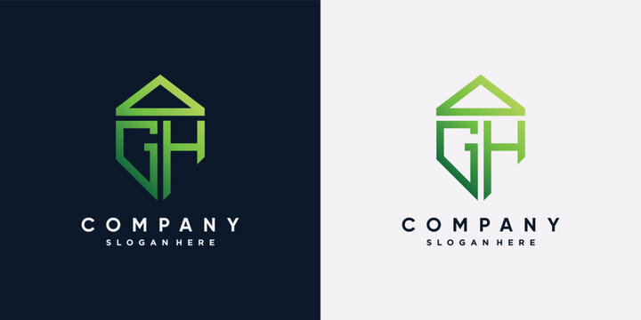Monogram logo design template for business with initial letter gh and creative concept