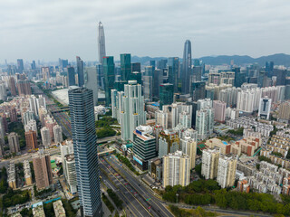 Top view of Shenzhen city, Futian District