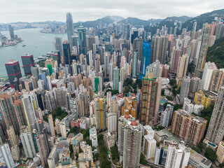 Fototapeta na wymiar Sheung wan, Hong Kong Aerial view of Hong Kong city