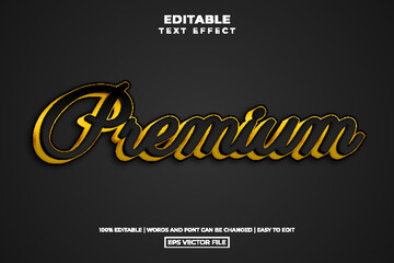 Luxury gold and black premium text style, editable text effect template vector illustration