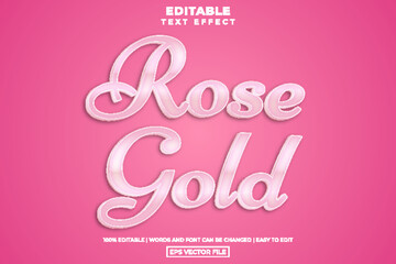 Calligraphy valentine rose gold text style, editable text effect template vector illustration
