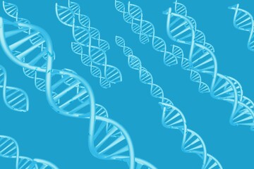 helix virus dna. monkeypox epidemic. methods for determining viruses by dna. white dna helixes on a blue background. 3d render. 3d illustration