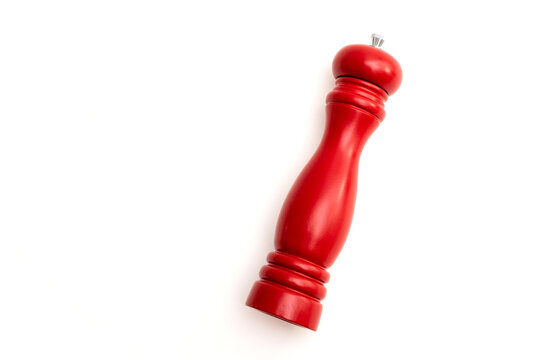  Wooden pepper or salt mill isolated on white background.