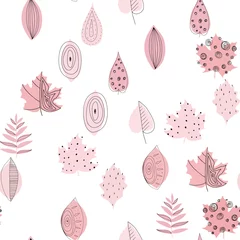 Rollo Fall leaf vector illustration. Seamless pattern. Hand drawn colorful design. Isolated graphic symbols. Autumn art sign. Nature abstract concept. Organic line elements © elenavolf