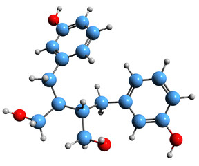  3D image of Enterodiol skeletal formula - molecular chemical structure of enterolignan isolated on white background
