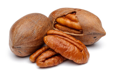 pecan nuts isolated on white background