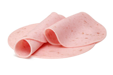 sliced ham isolated on white background