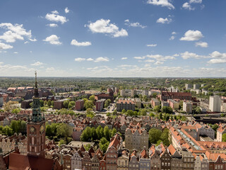 Fototapeta premium View of the old part of Gdańsk from the tower of St. Mary's Basilica