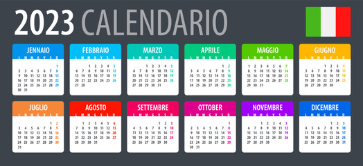 Vector template of color 2023 calendar - Italian version