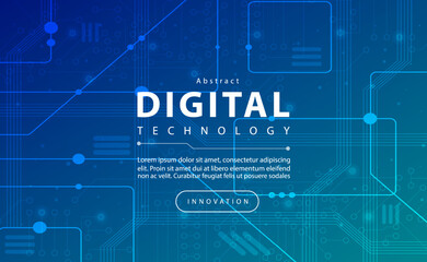 Digital technology banner blue green background concept with technology light effect, abstract tech, innovation future data, internet network, Ai big data, lines dots connection, illustration vector