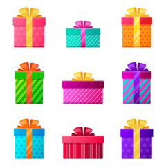 Set of gift box icons. Vector illustration