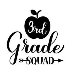 3rd Grade squad calligraphy hand lettering isolated on white. First day of school. Vector template for typography poster, banner, flyer, greeting card, postcard, t-shirt, etc