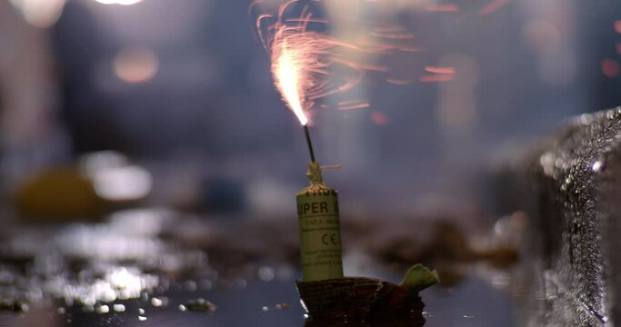 Small bomb detonation in the puddle