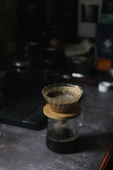 Barista brewing coffee, method pour over, drip coffee	

