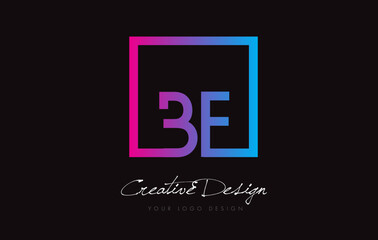 Obraz premium BF Square Frame Letter Logo Design with Purple Blue Colors.