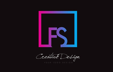 Fototapeta na wymiar FS Square Frame Letter Logo Design with Purple Blue Colors.