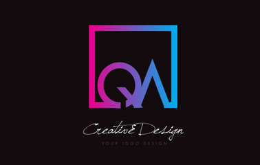 QA Square Frame Letter Logo Design with Purple Blue Colors.