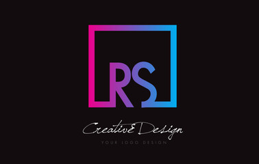 RS Square Frame Letter Logo Design with Purple Blue Colors.