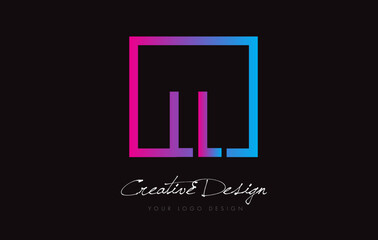 LL Square Frame Letter Logo Design with Purple Blue Colors.