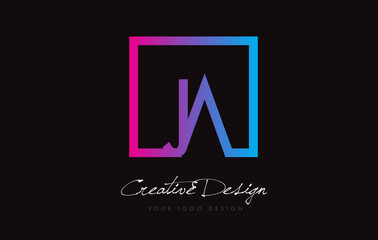 Fototapeta na wymiar JA Square Frame Letter Logo Design with Purple Blue Colors.