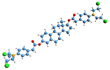  3D image of Estradiol mustard skeletal formula - molecular chemical structure of  synthetic steroidal estrogen isolated on white background
