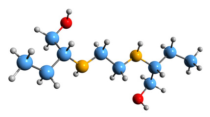 3D image of Ethambutol skeletal formula - molecular chemical structure of tuberculosis medication isolated on white background
