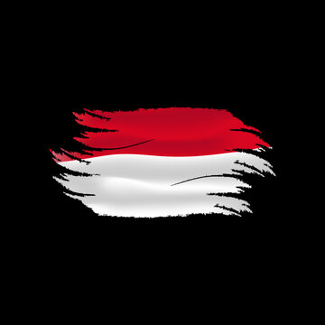 Abstract indonesia flag brush design vector