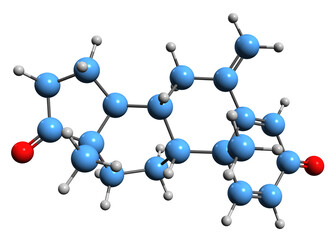 3D image of Exemestane skeletal formula - molecular chemical structure of Aromatase inhibitor isolated on white background
