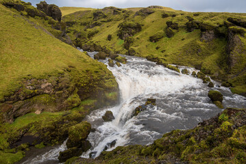 Naklejka na ściany i meble Fosstorfufoss waterfall on the Skoga River in Southern Iceland