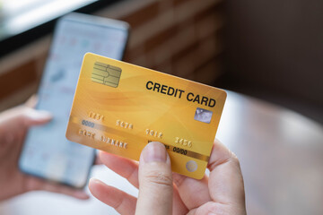 Women online financial transactions on smartphone.