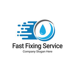 Modern Fast Fix Water and Plumbing Service Logo Design