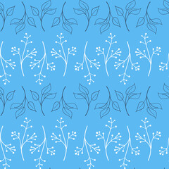 Fototapeta premium Cute blue white twig seamless pattern for textile decoration