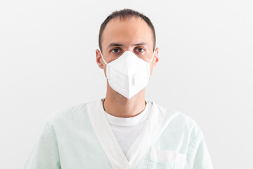 Doctor Wearing Medical Mask and Gloves Isolated