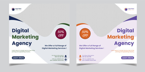 Digital Marketing Agency Corporate Business Square Flyer Social Media Post Banner Design Template