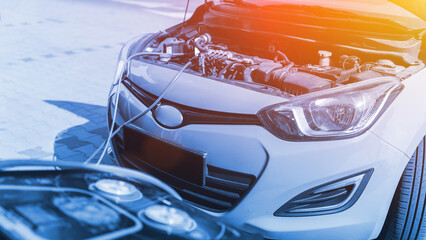 Ac service car air repair conditioner. Check automotive vehicle conditioning system and refill...