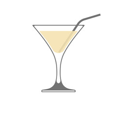 Martini glass with straw vector icon isolated on white background