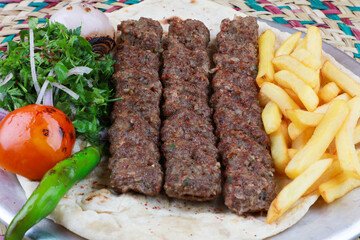 Middle Eastern Kofta Kebab Recipe with potato fries