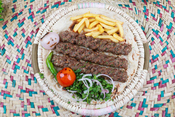 Middle Eastern Kofta Kebab Recipe with potato fries