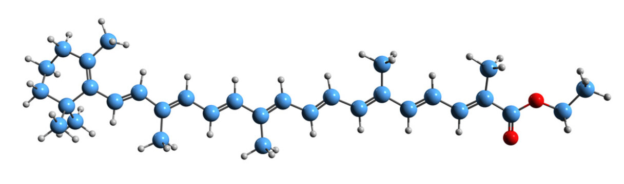  3D image of Food orange 7 skeletal formula - molecular chemical structure of  carotenoid E160f isolated on white background

