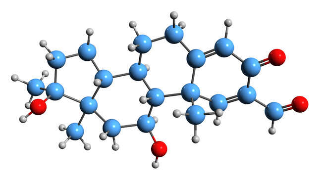  3D image of Formebolone skeletal formula - molecular chemical structure of Formyldienolone isolated on white background
