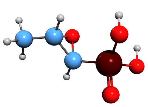  3D image of Fosfomycin skeletal formula - molecular chemical structure of  antibiotic isolated on white background
